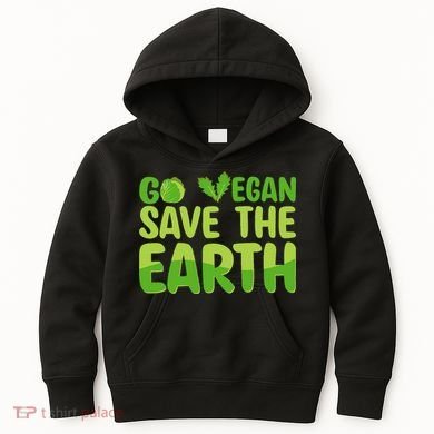 Go Vegan Save The Earth Planet Globe Earth Day April 22 Kids Hoodie