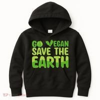 Go Vegan Save The Earth Planet Globe Earth Day April 22 Kids Hoodie thumb 0
