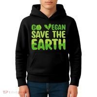 Go Vegan Save The Earth Planet Globe Earth Day April 22 Kids Hoodie thumb 4