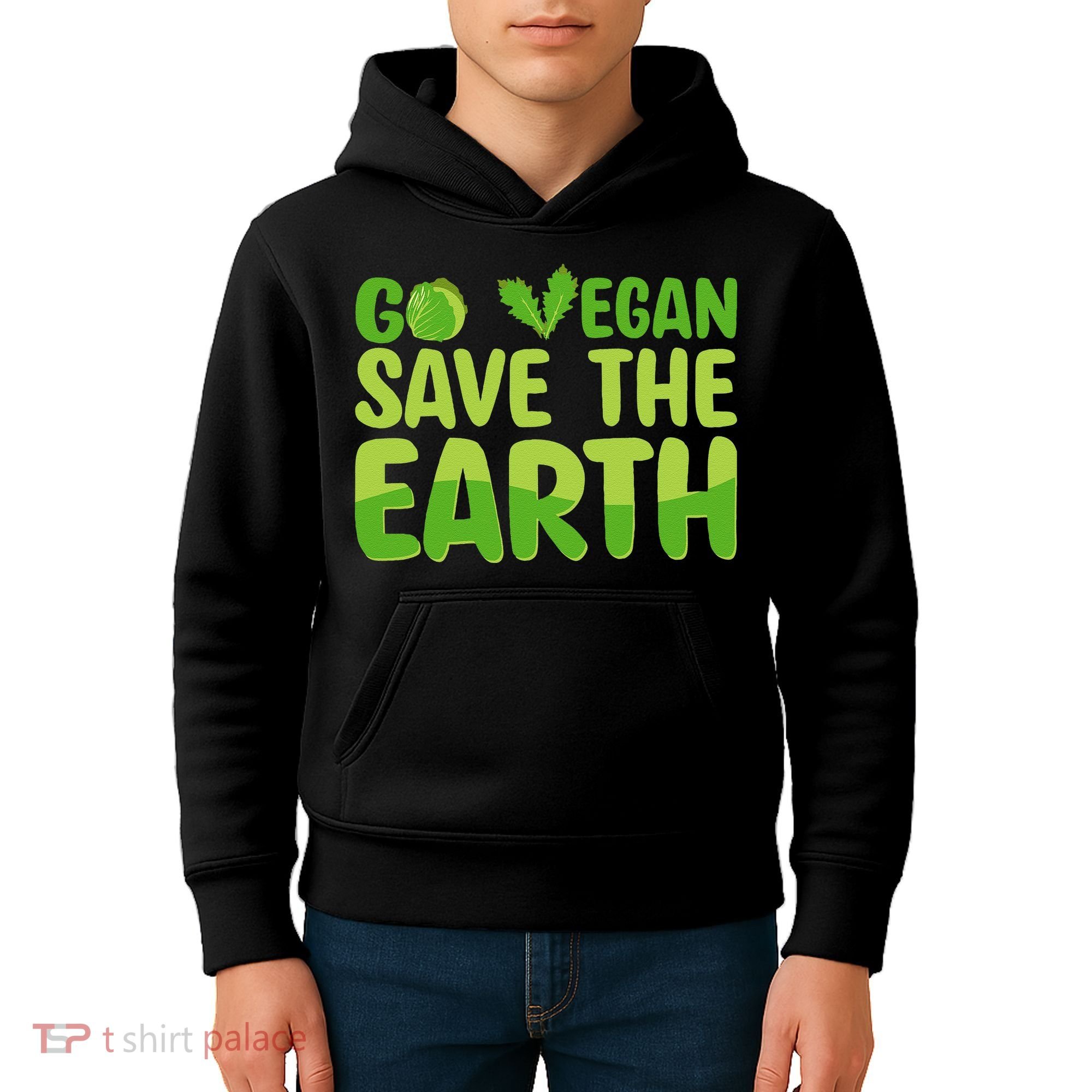 Go Vegan Save The Earth Planet Globe Earth Day April 22 Kids Hoodie