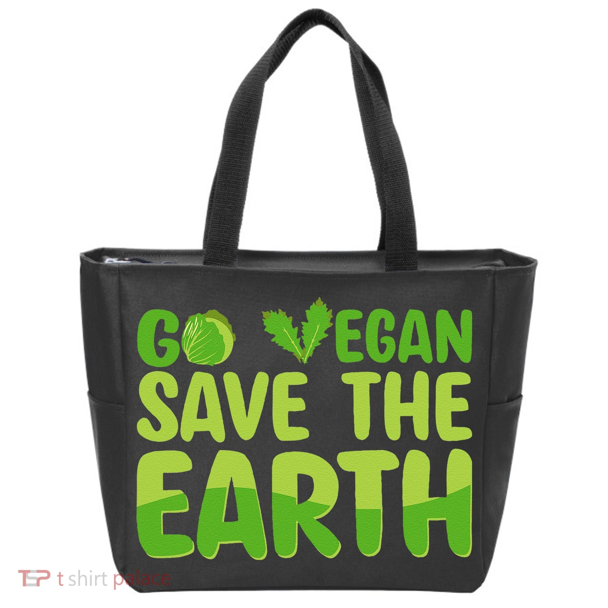 Go Vegan Save The Earth Planet Globe Earth Day April 22 Tote Bag