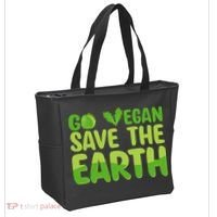 Go Vegan Save The Earth Planet Globe Earth Day April 22 Tote Bag thumb 2