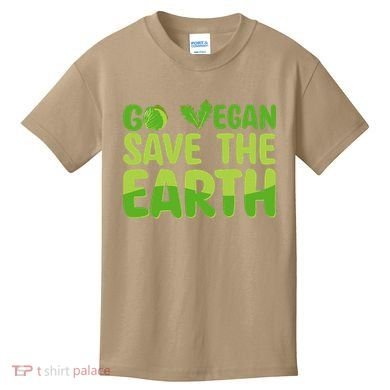 Go Vegan Save The Earth Planet Globe Earth Day April 22 Kids T-Shirt