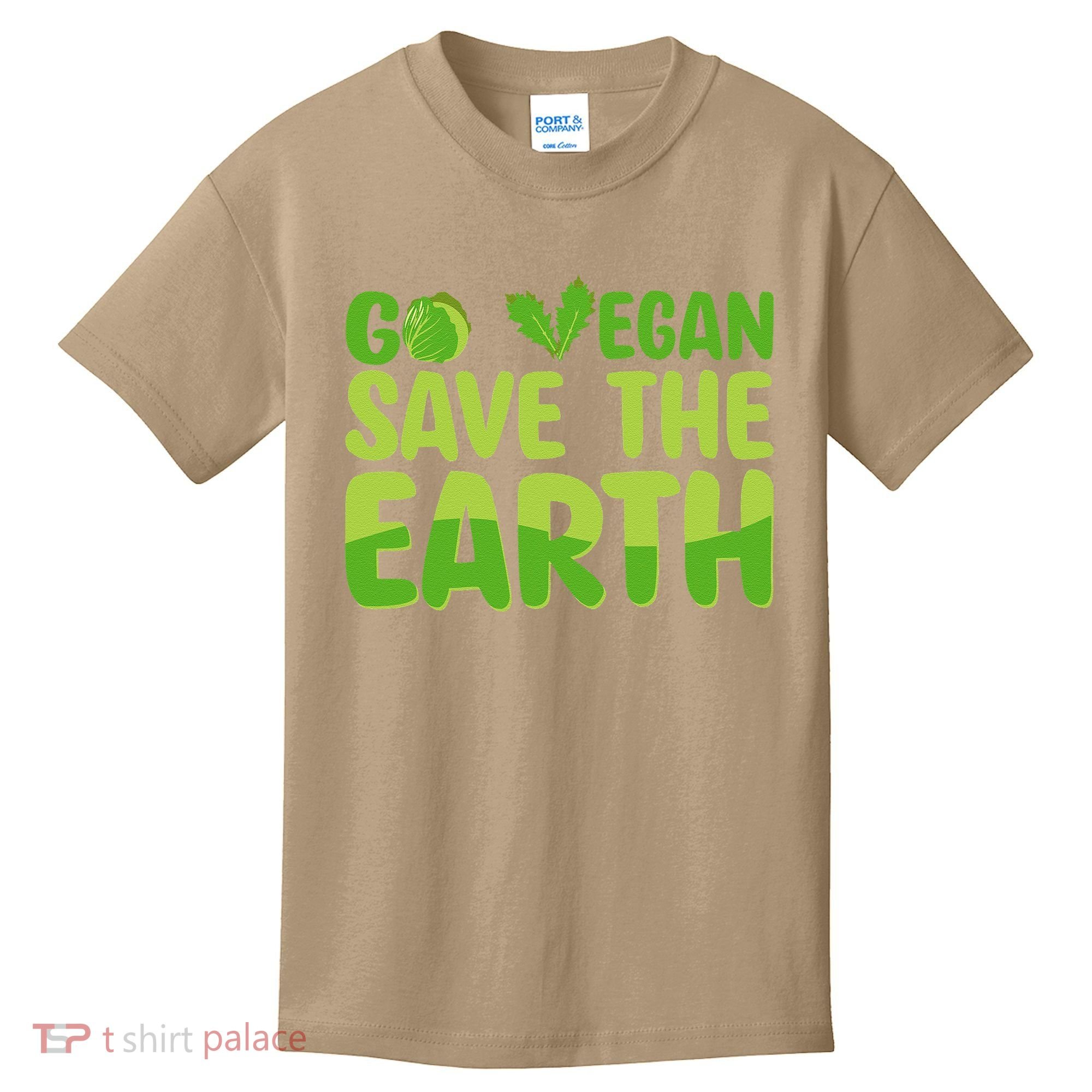 Go Vegan Save The Earth Planet Globe Earth Day April 22 Kids T-Shirt