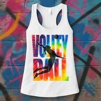 Girls Volleyball Tie Dye Server Teen Players Funny Gift Women's Tank Top thumb 3