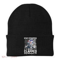 George Washington 1776 Stay Strapped Or Get Clapped Beanie thumb 0