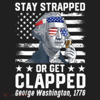 George Washington 1776 Stay Strapped Or Get Clapped Beanie thumb 2