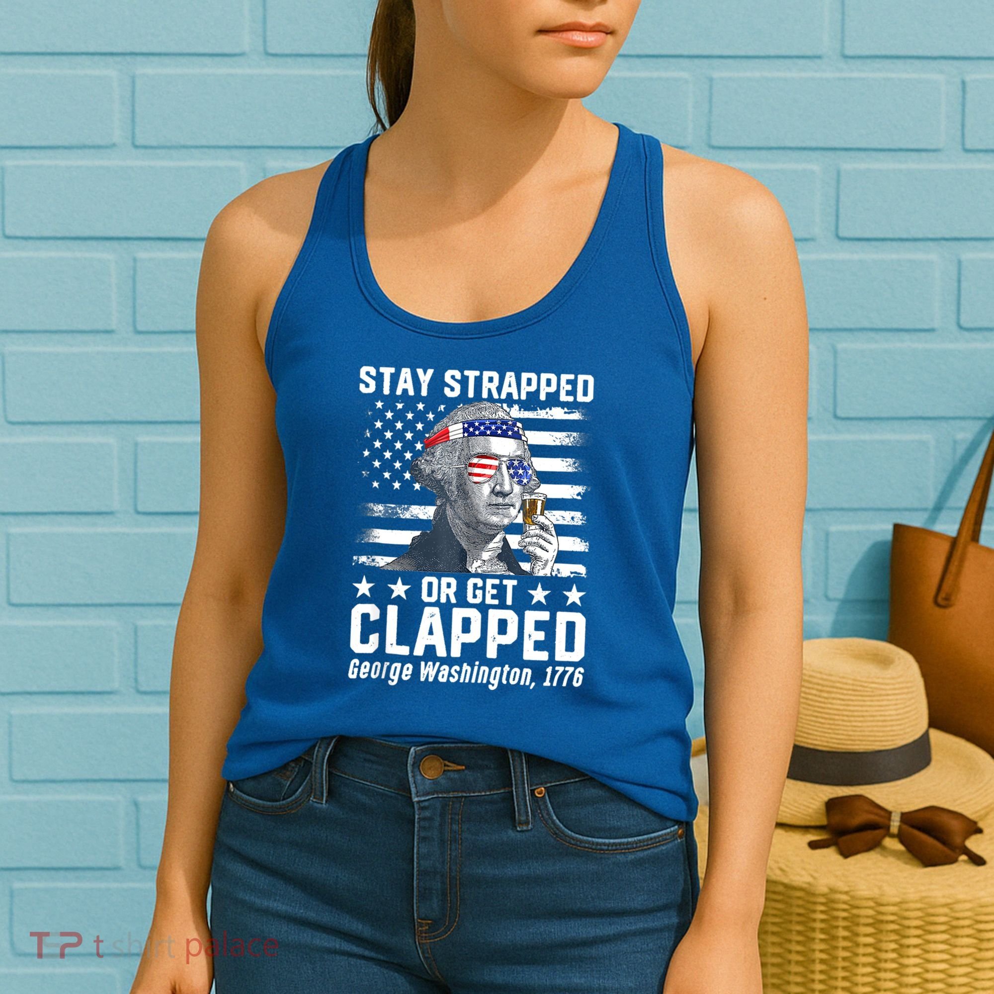 George Washington 1776 Stay Strapped Or Get Clapped Women's Tank Top