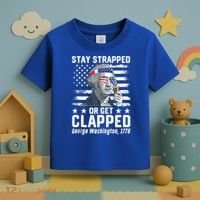 George Washington 1776 Stay Strapped Or Get Clapped Toddler T-Shirt thumb 3