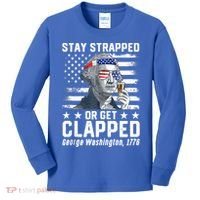 George Washington 1776 Stay Strapped Or Get Clapped Kids Long Sleeve Shirt thumb 0