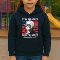 George Washington 1776 Stay Strapped Kids Hoodie thumb 3