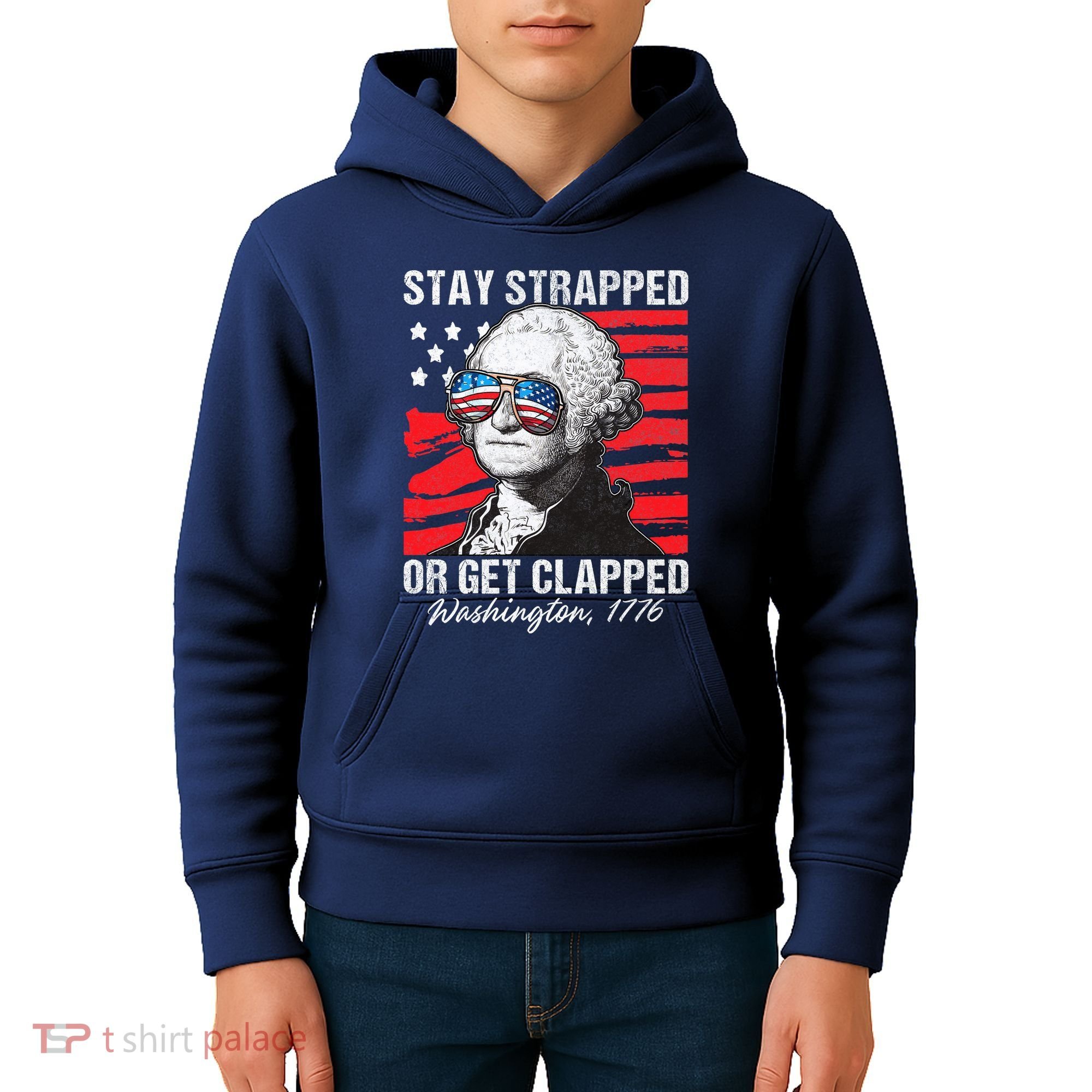 George Washington 1776 Stay Strapped Kids Hoodie