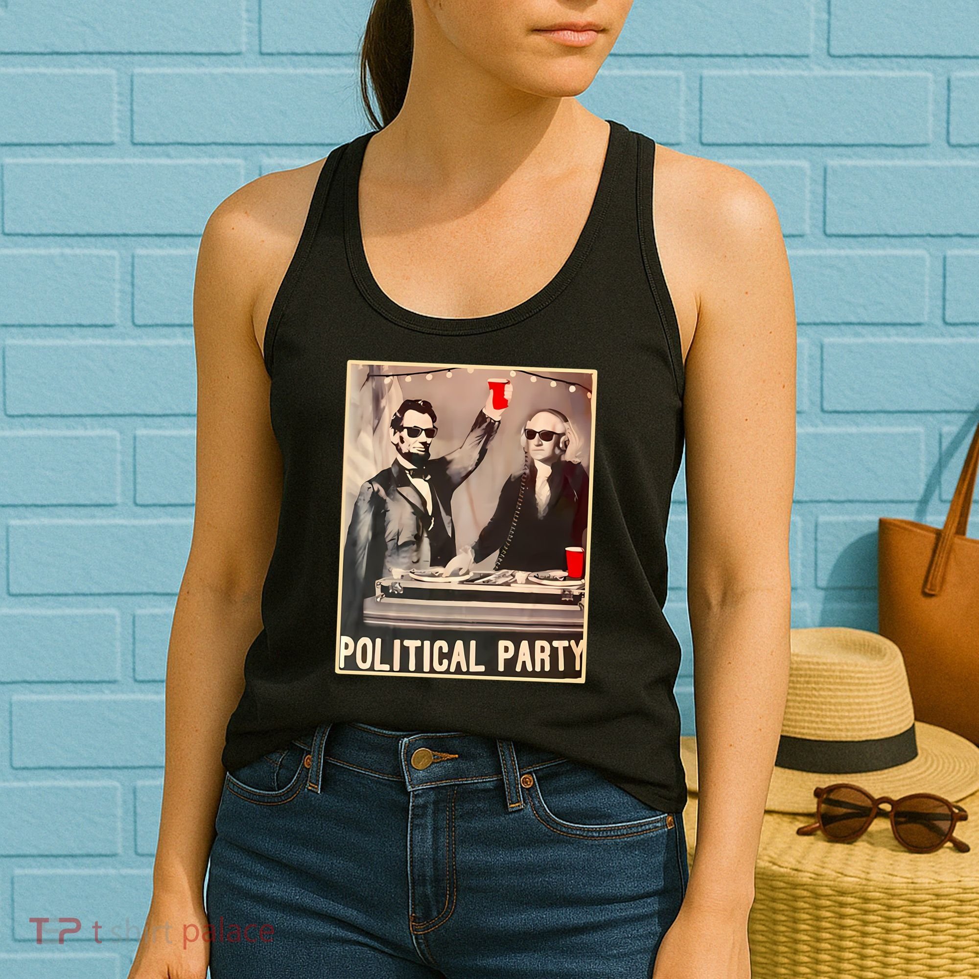 George Washington And Abraham Lincoln Political Party Women's Tank Top