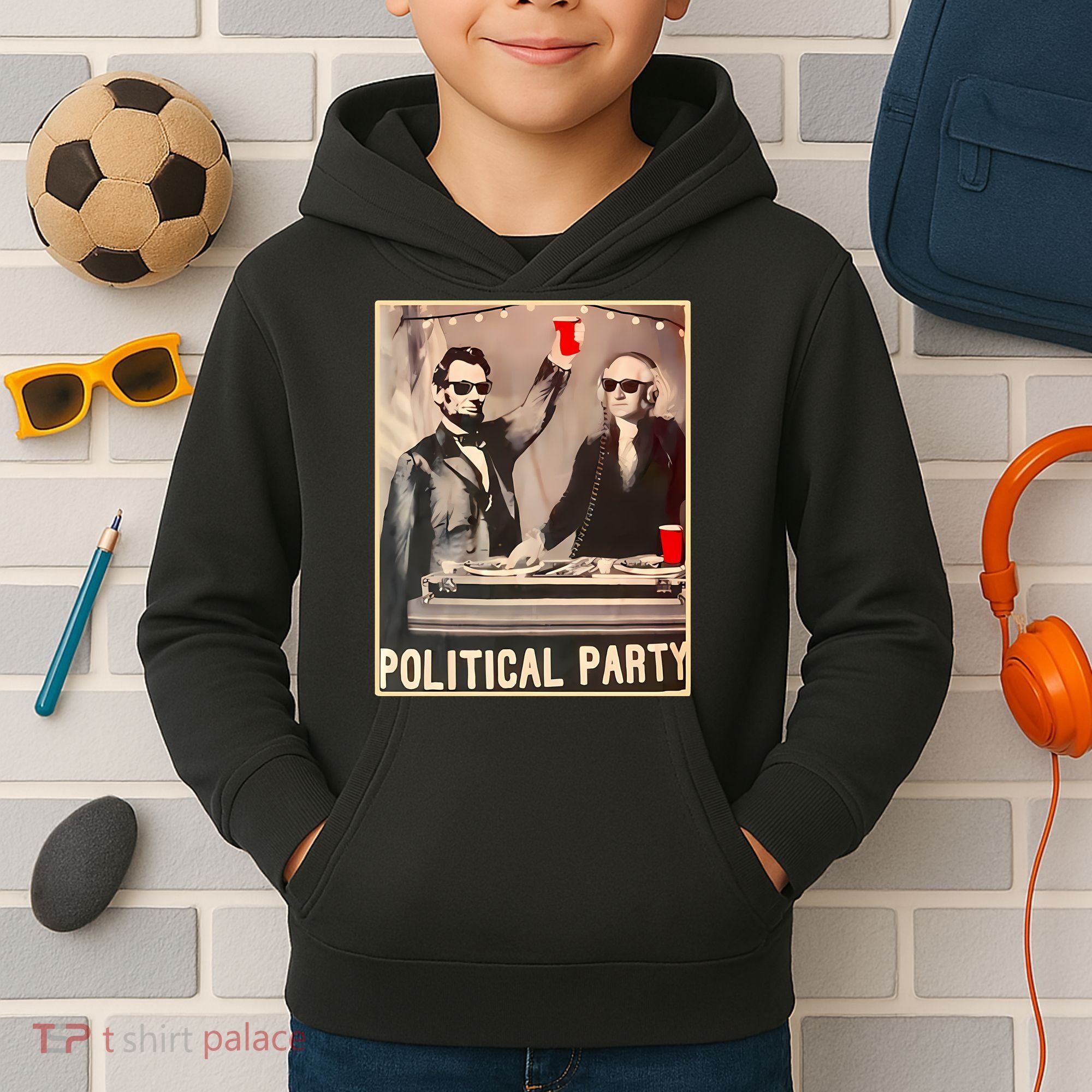 George Washington And Abraham Lincoln Political Party Kids Hoodie