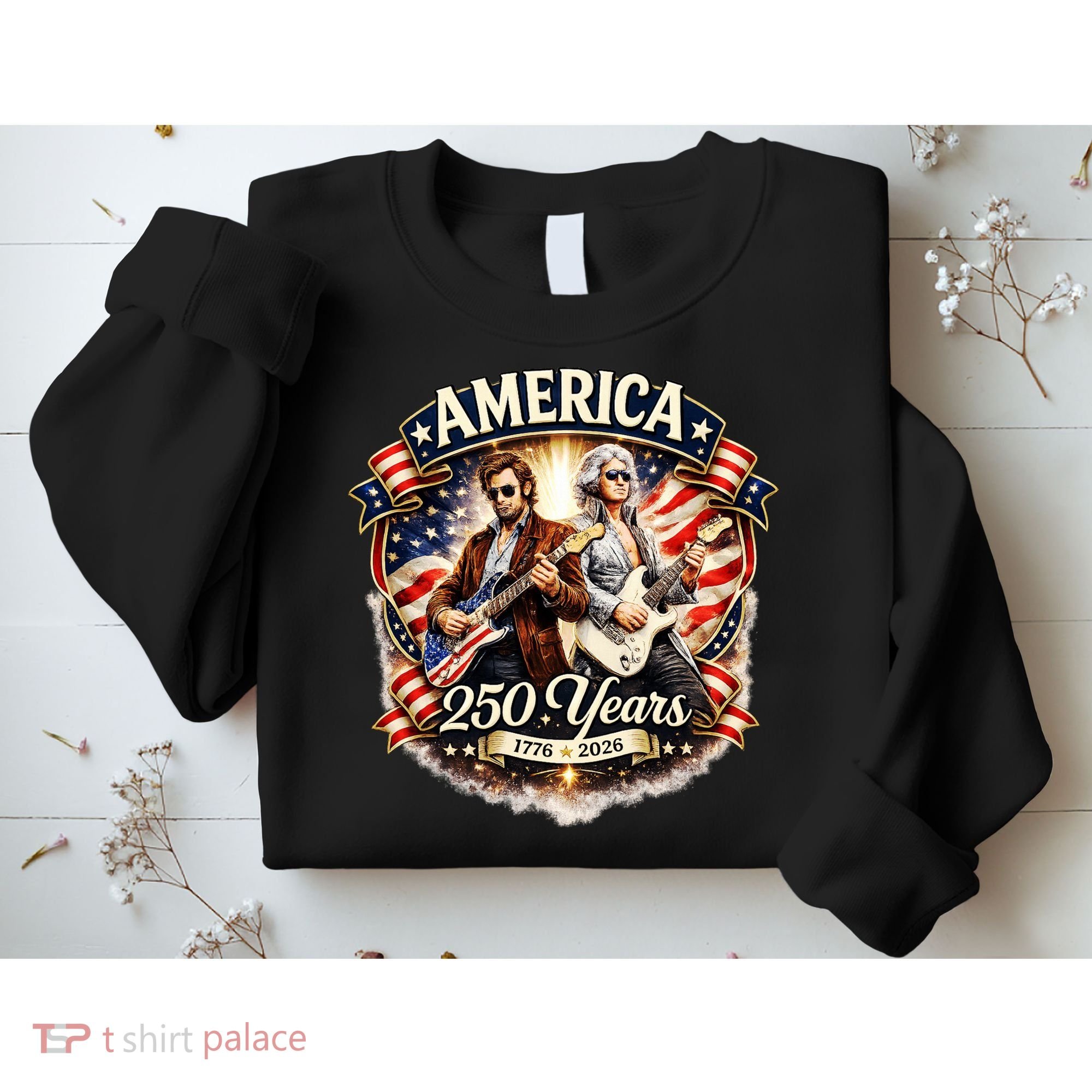 George Washington Abe Lincoln Playing Guitar 250 Years 1776-2026 Sweatshirt