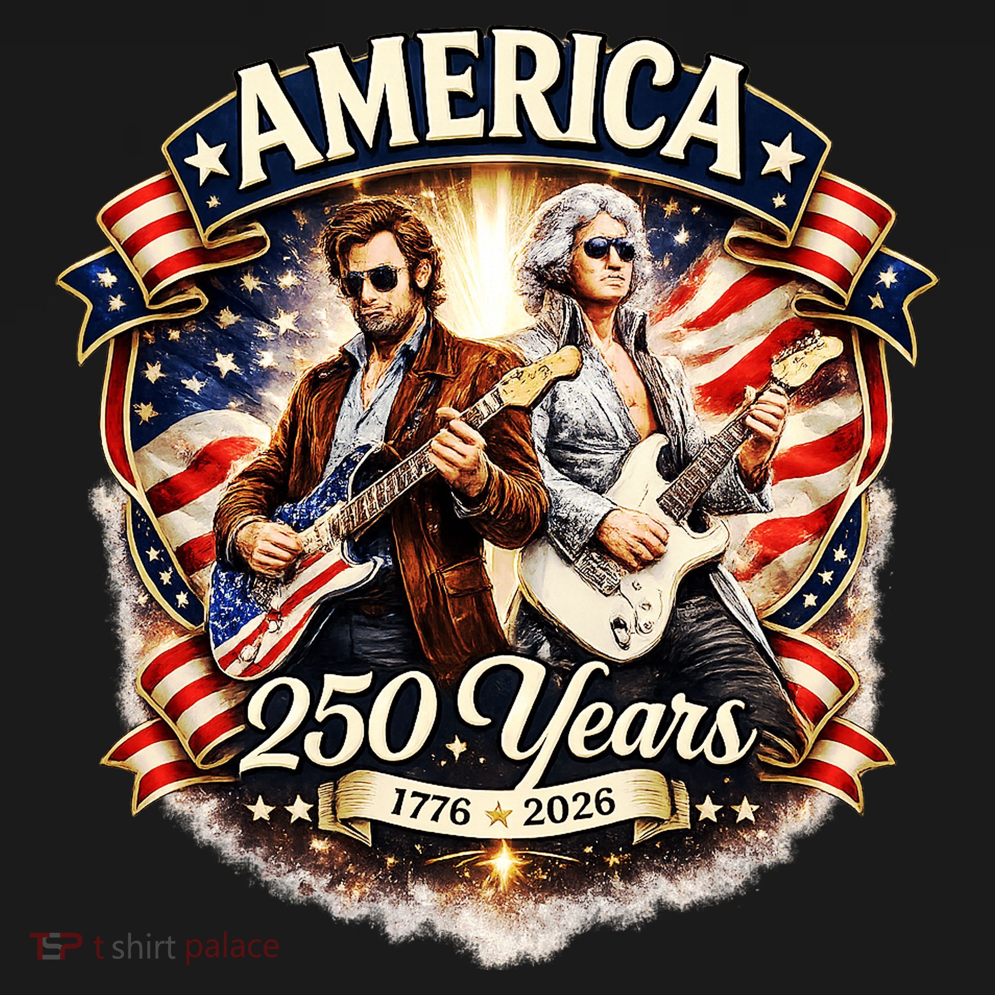 George Washington Abe Lincoln Playing Guitar 250 Years 1776-2026 Sweatshirt