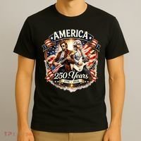 George Washington Abe Lincoln Playing Guitar 250 Years 1776-2026 T-Shirt thumb 3