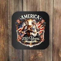 George Washington Abe Lincoln Playing Guitar 250 Years 1776-2026 Coaster thumb 0