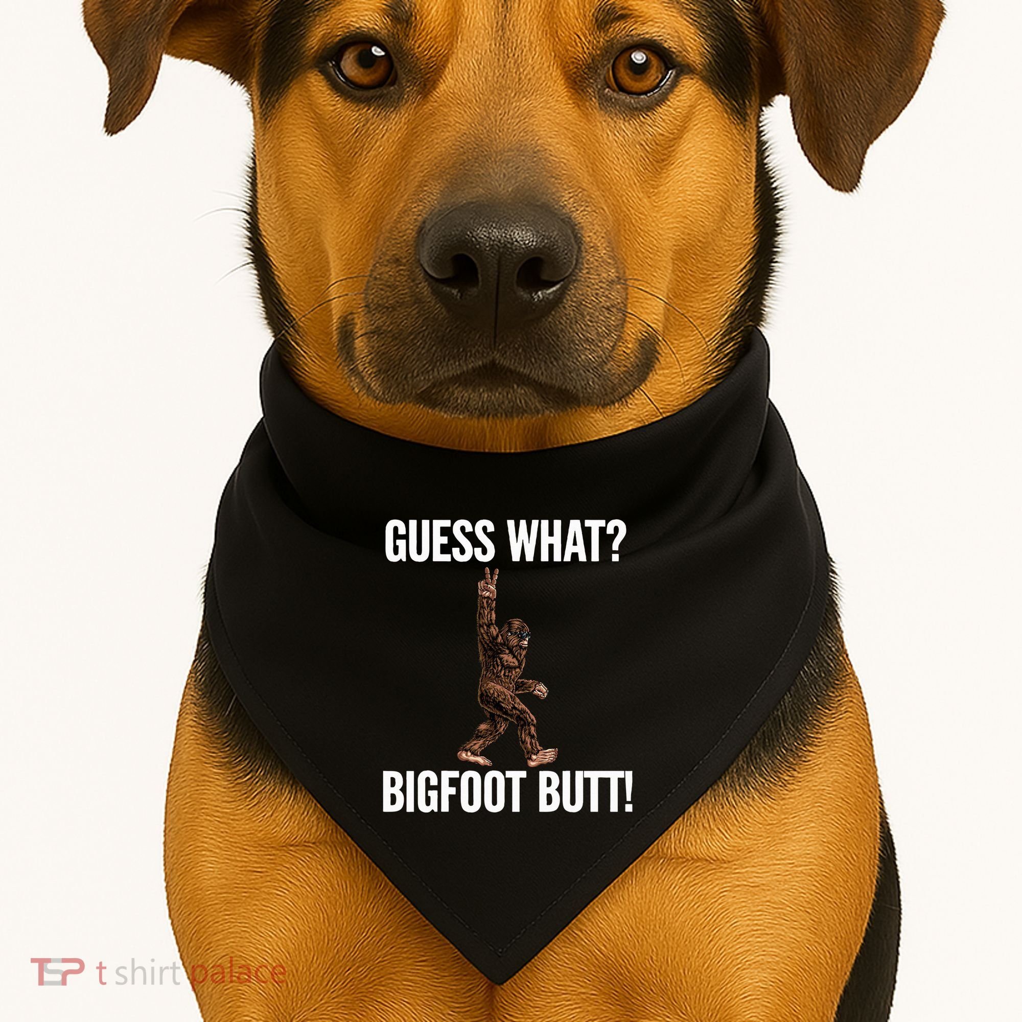 Guess What Bigfoot Butt Funny Sasquatch Peace USA-Made Doggie Bandana