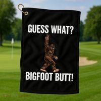 Guess What Bigfoot Butt Funny Sasquatch Peace Golf Towel thumb 1