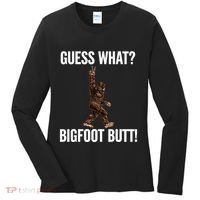 Guess What Bigfoot Butt Funny Sasquatch Peace Women's Long Sleeve Shirt thumb 0