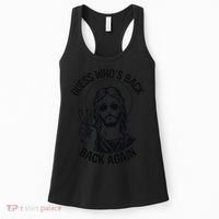 Guess Whos Back Funny Jesus Easter Christian Women's Tank Top thumb 0