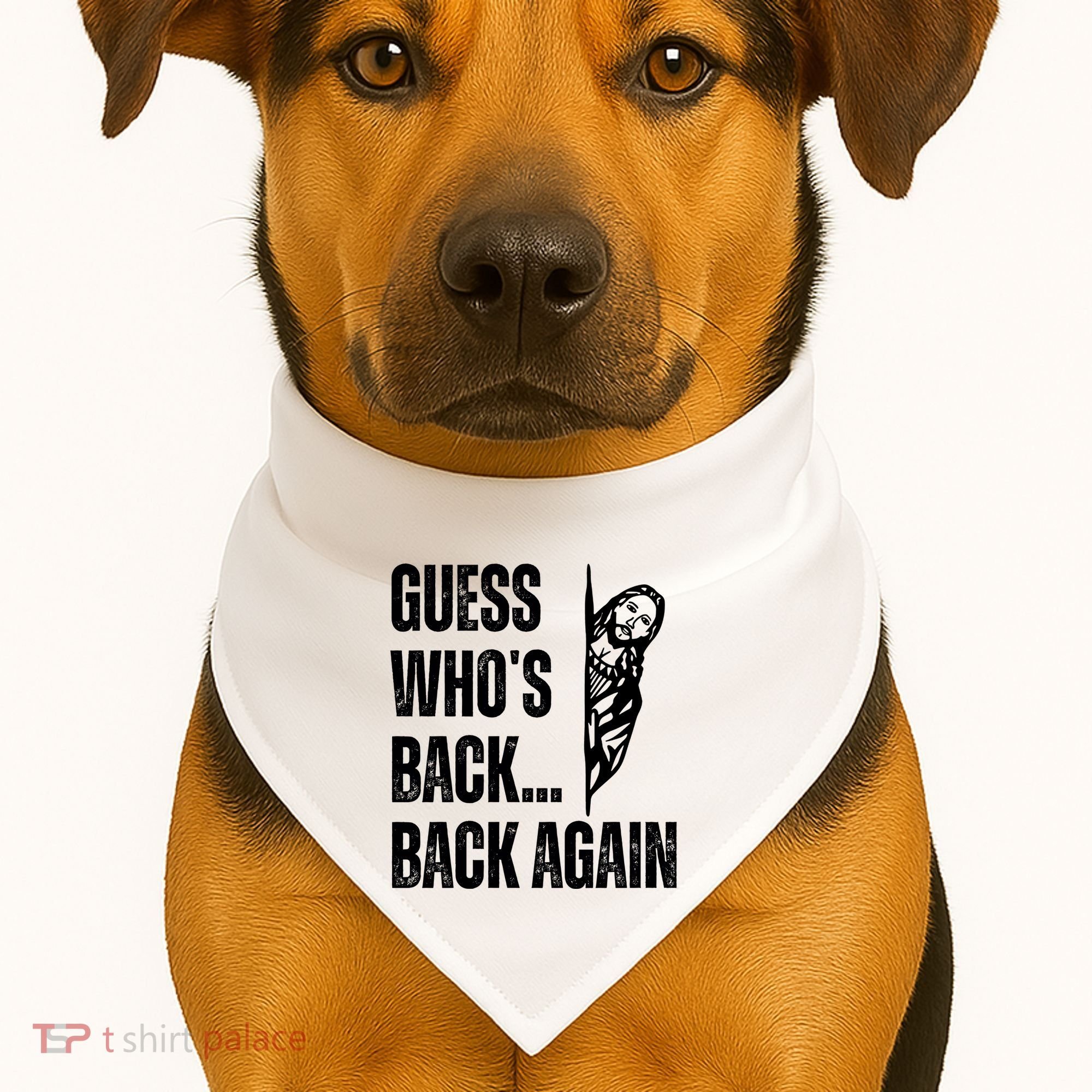 Guess Whos Back Again Jesus Easter USA-Made Doggie Bandana