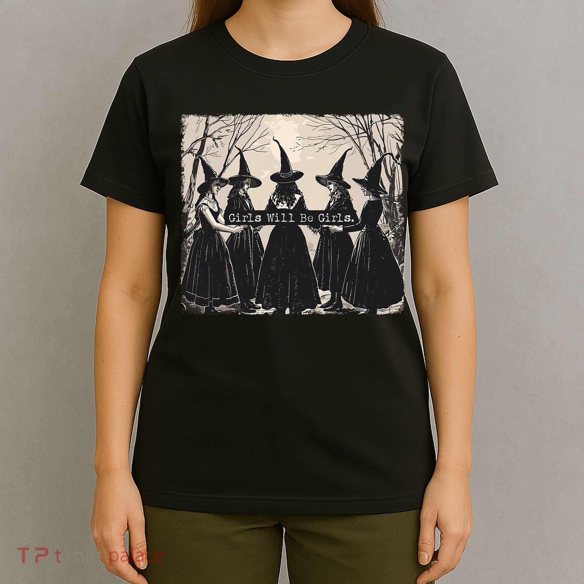 Girl Will Be Girl Witch Halloween Funny Witchy Vibes Women T-Shirt