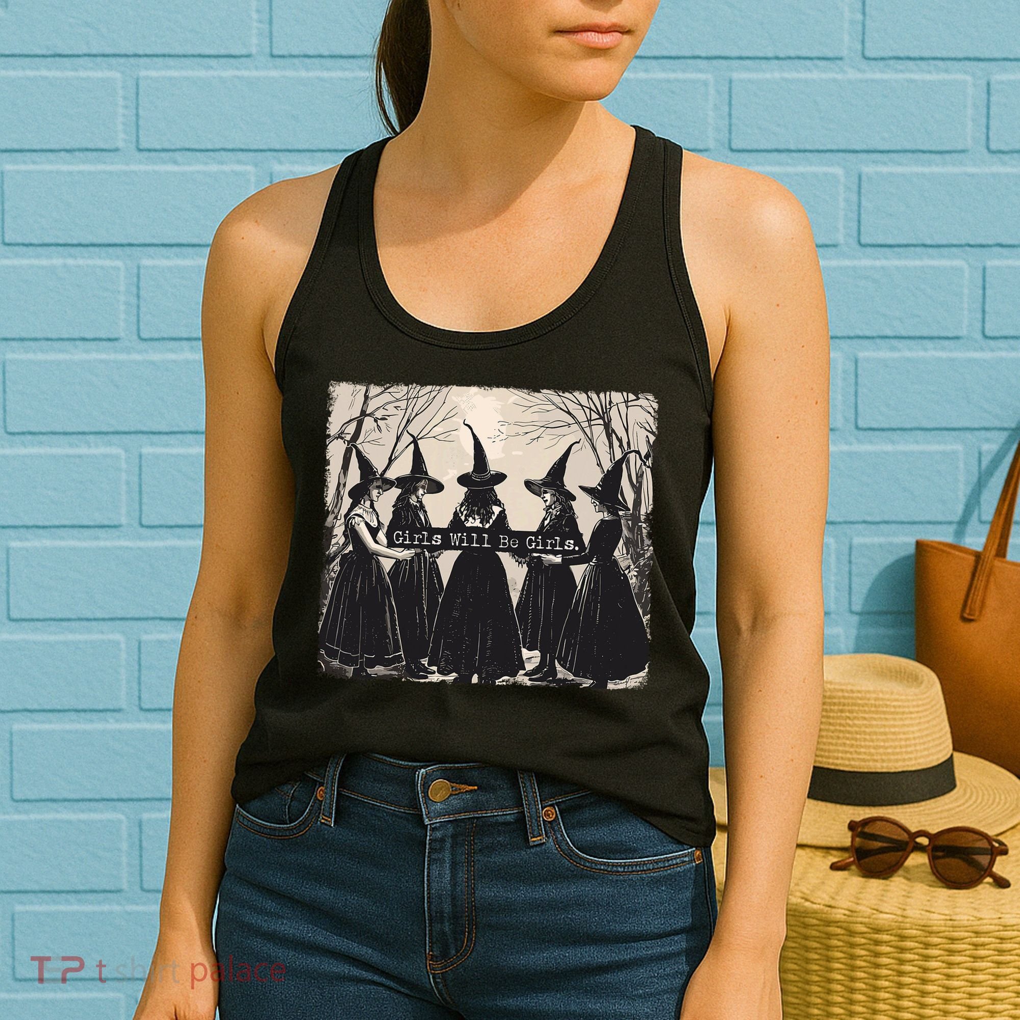 Girl Will Be Girl Witch Halloween Funny Witchy Vibes Women Women's Tank Top