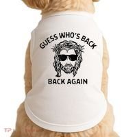 Guess Whos Back Back Again Happy Easter Jesus Christian Doggie Tank thumb 0