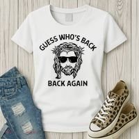 Guess Whos Back Back Again Happy Easter Jesus Christian Women's T-Shirt thumb 3