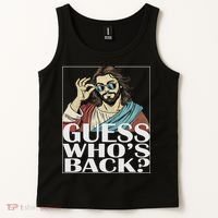 Guess Whos Back Jesus Easter Religious Catholic Tank Top thumb 2