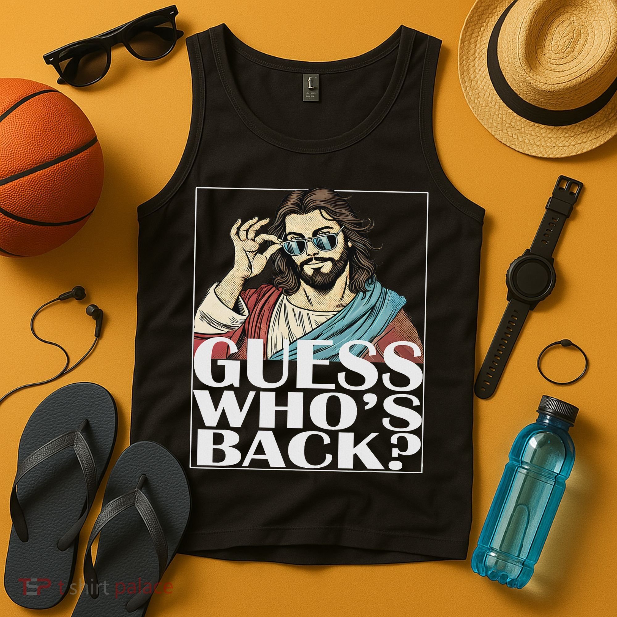 Guess Whos Back Jesus Easter Religious Catholic Tank Top