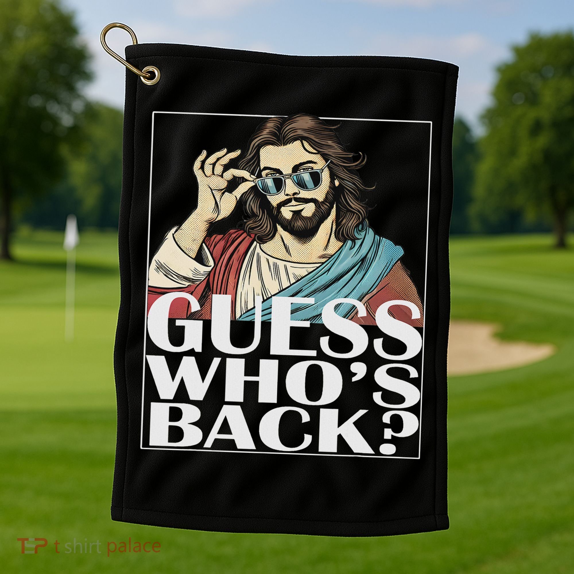 Guess Whos Back Jesus Easter Religious Catholic Golf Towel