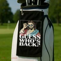 Guess Whos Back Jesus Easter Religious Catholic Golf Towel thumb 2