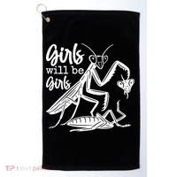 Girls Will Be Girls Praying Mantis Golf Towel thumb 0