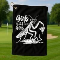 Girls Will Be Girls Praying Mantis Golf Towel thumb 1
