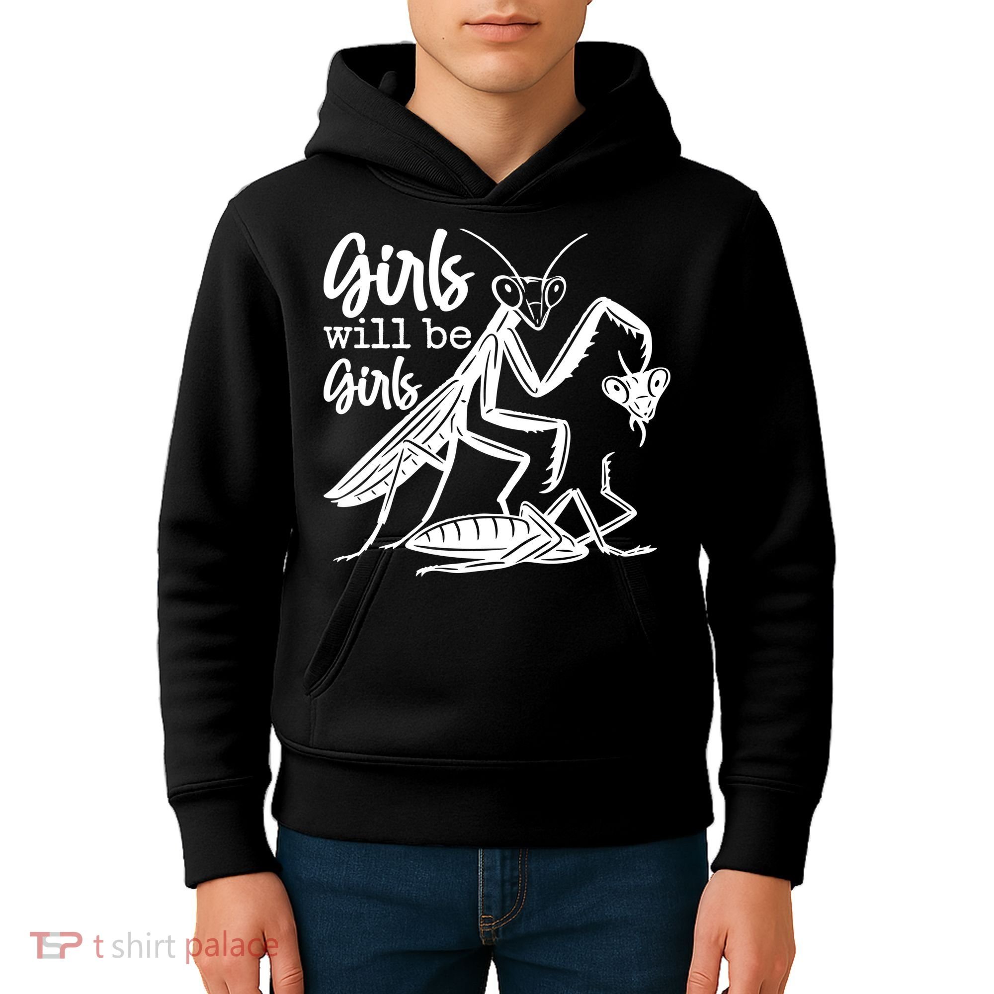 Girls Will Be Girls Praying Mantis Kids Hoodie