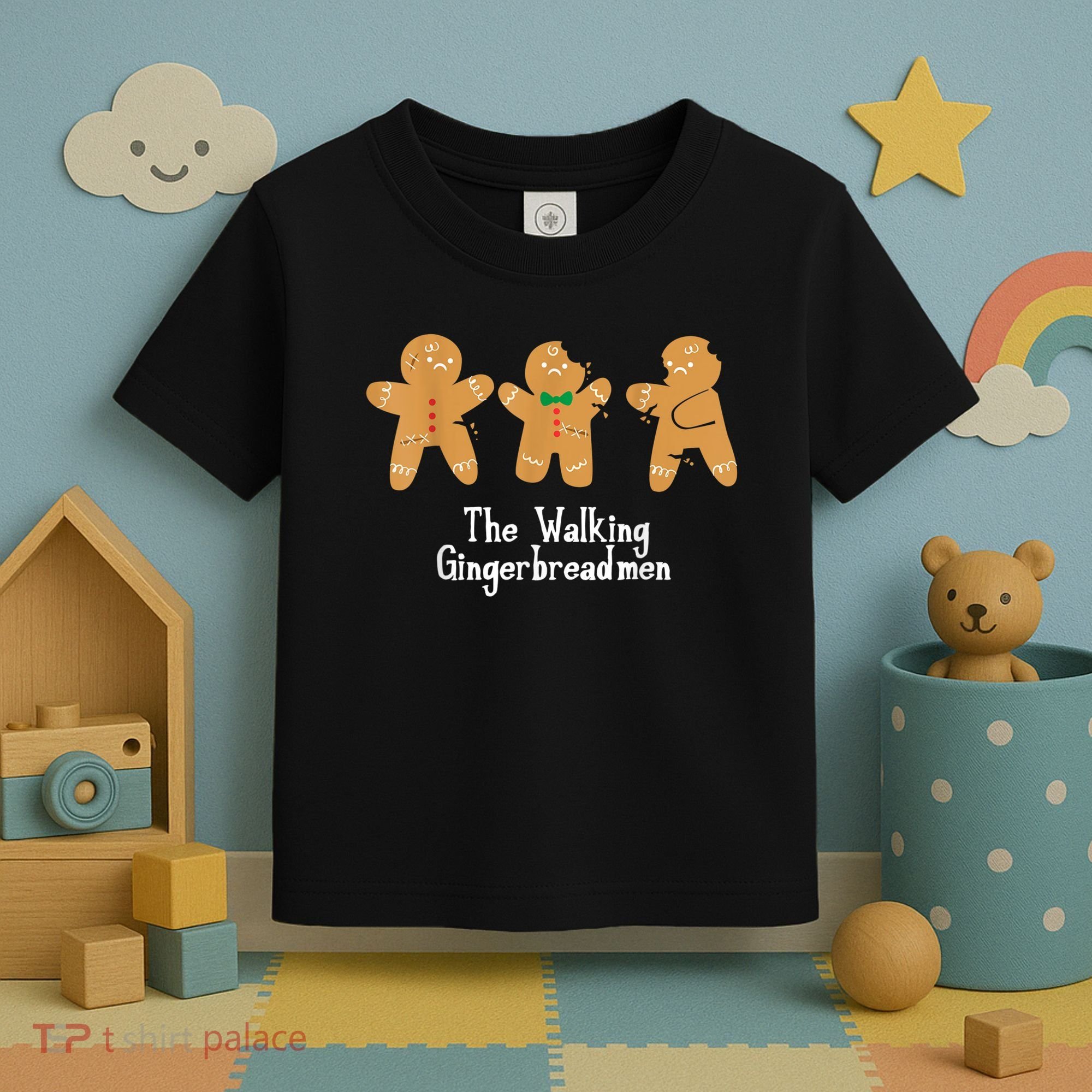 Gingerbread Walking Bread Cookie Baking Cute Christmas Toddler T-Shirt
