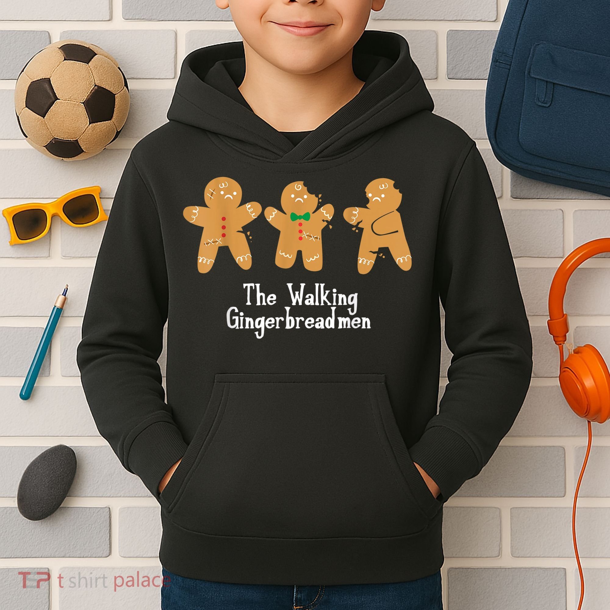 Gingerbread Walking Bread Cookie Baking Cute Christmas Kids Hoodie