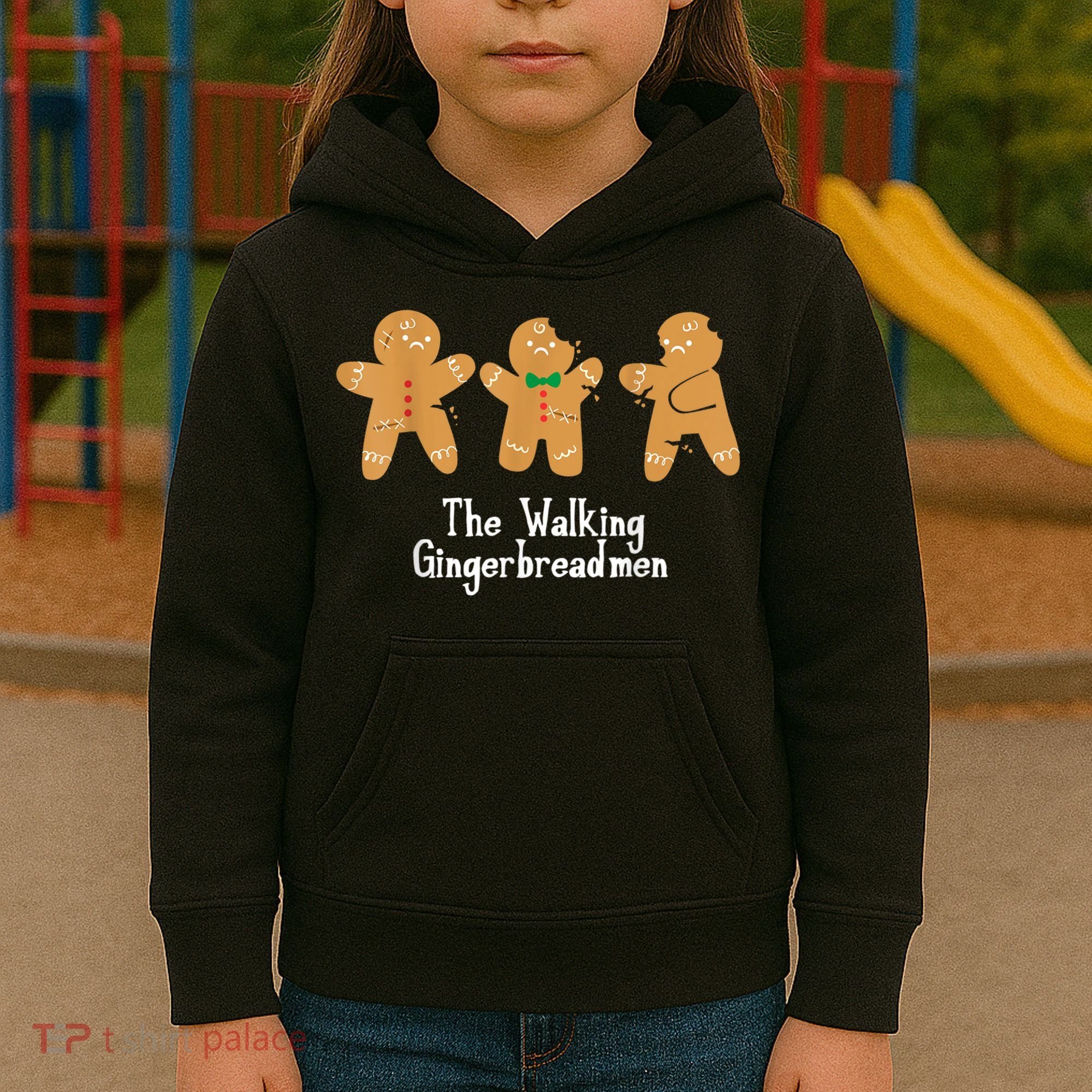 Gingerbread Walking Bread Cookie Baking Cute Christmas Kids Hoodie