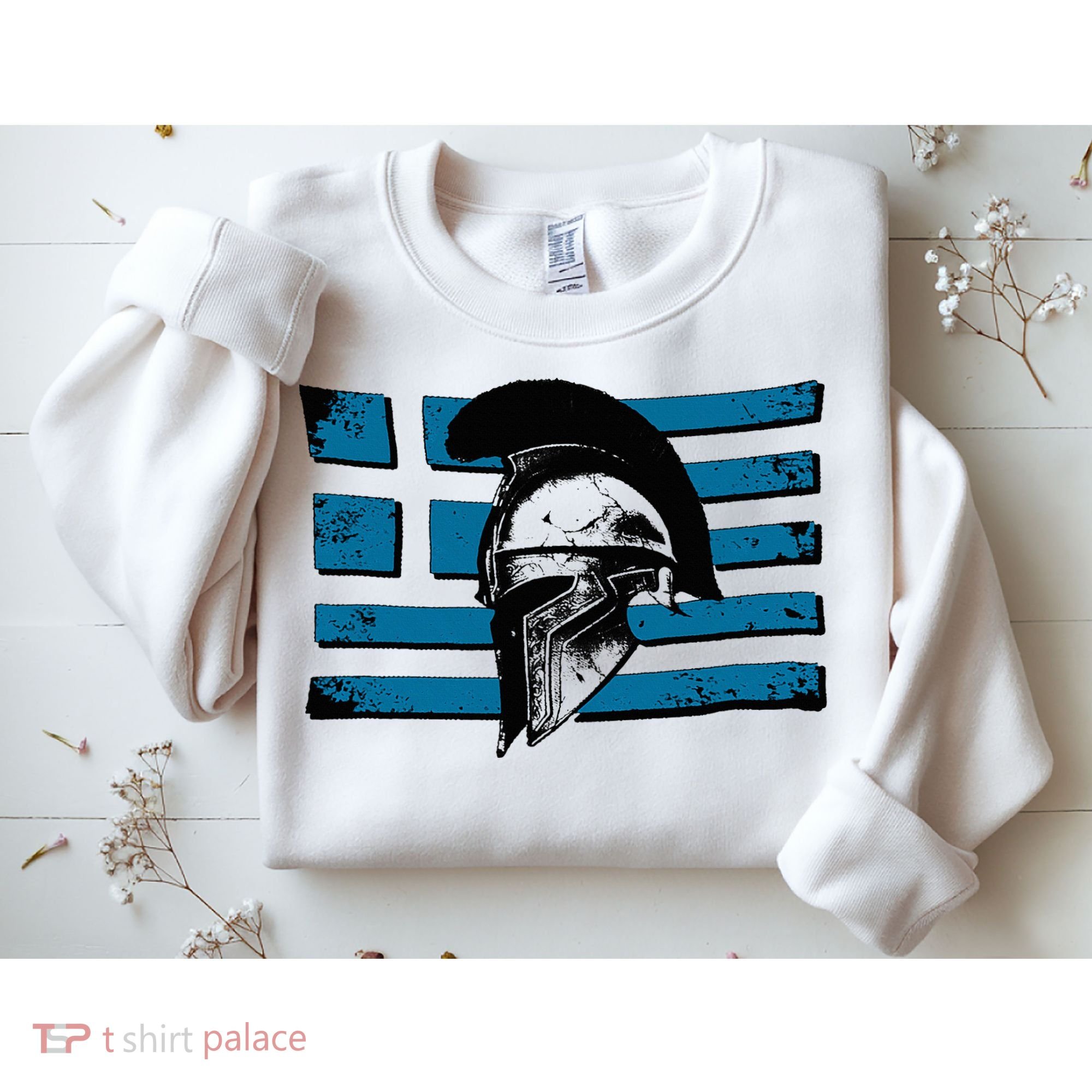 Greek Warrior Battle Flag Greece Historic Battle Flag Sweatshirt