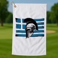 Greek Warrior Battle Flag Greece Historic Battle Flag Golf Towel thumb 1