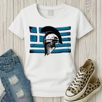 Greek Warrior Battle Flag Greece Historic Battle Flag Women's T-Shirt thumb 3