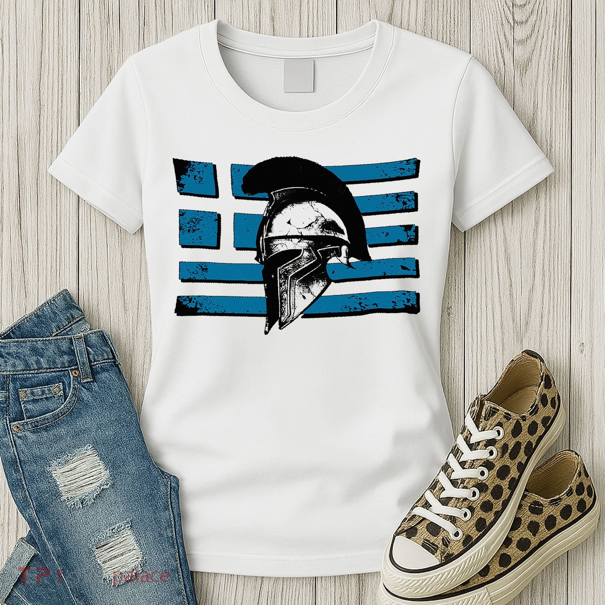 Greek Warrior Battle Flag Greece Historic Battle Flag Women's T-Shirt