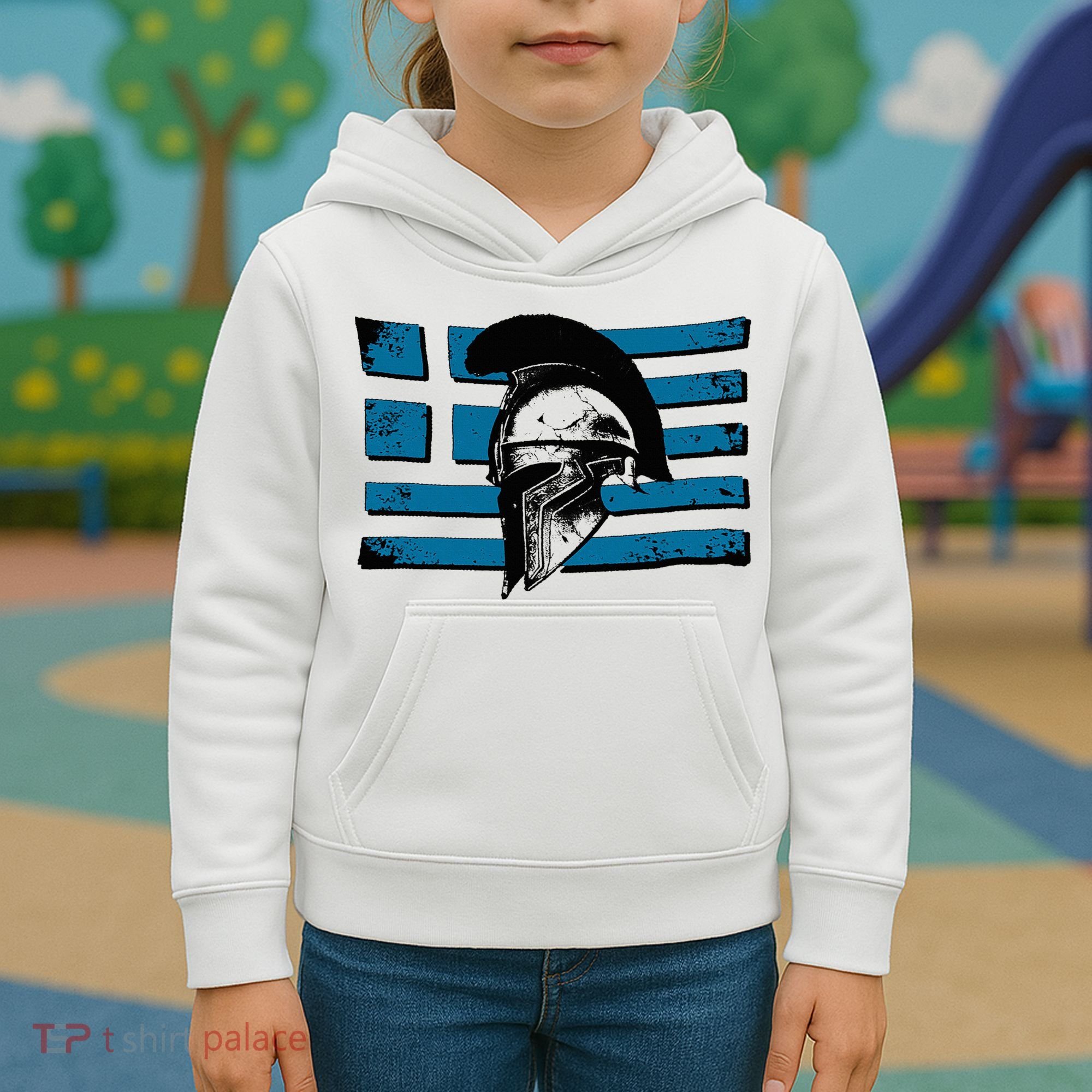 Greek Warrior Battle Flag Greece Historic Battle Flag Kids Hoodie