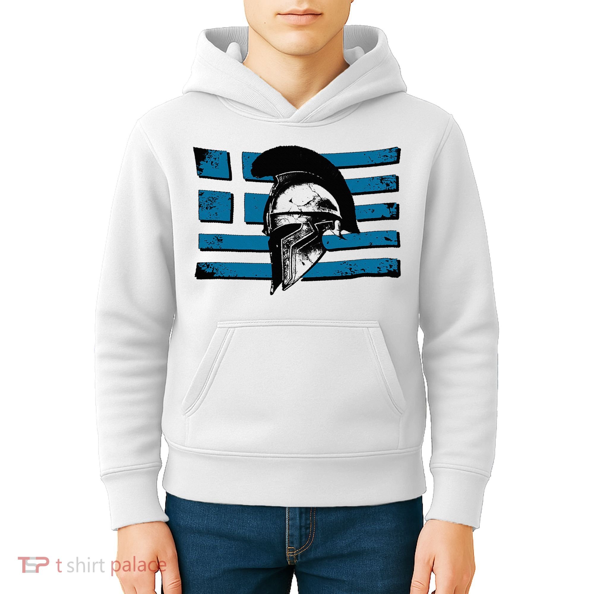 Greek Warrior Battle Flag Greece Historic Battle Flag Kids Hoodie