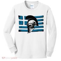 Greek Warrior Battle Flag Greece Historic Battle Flag Kids Long Sleeve Shirt thumb 0