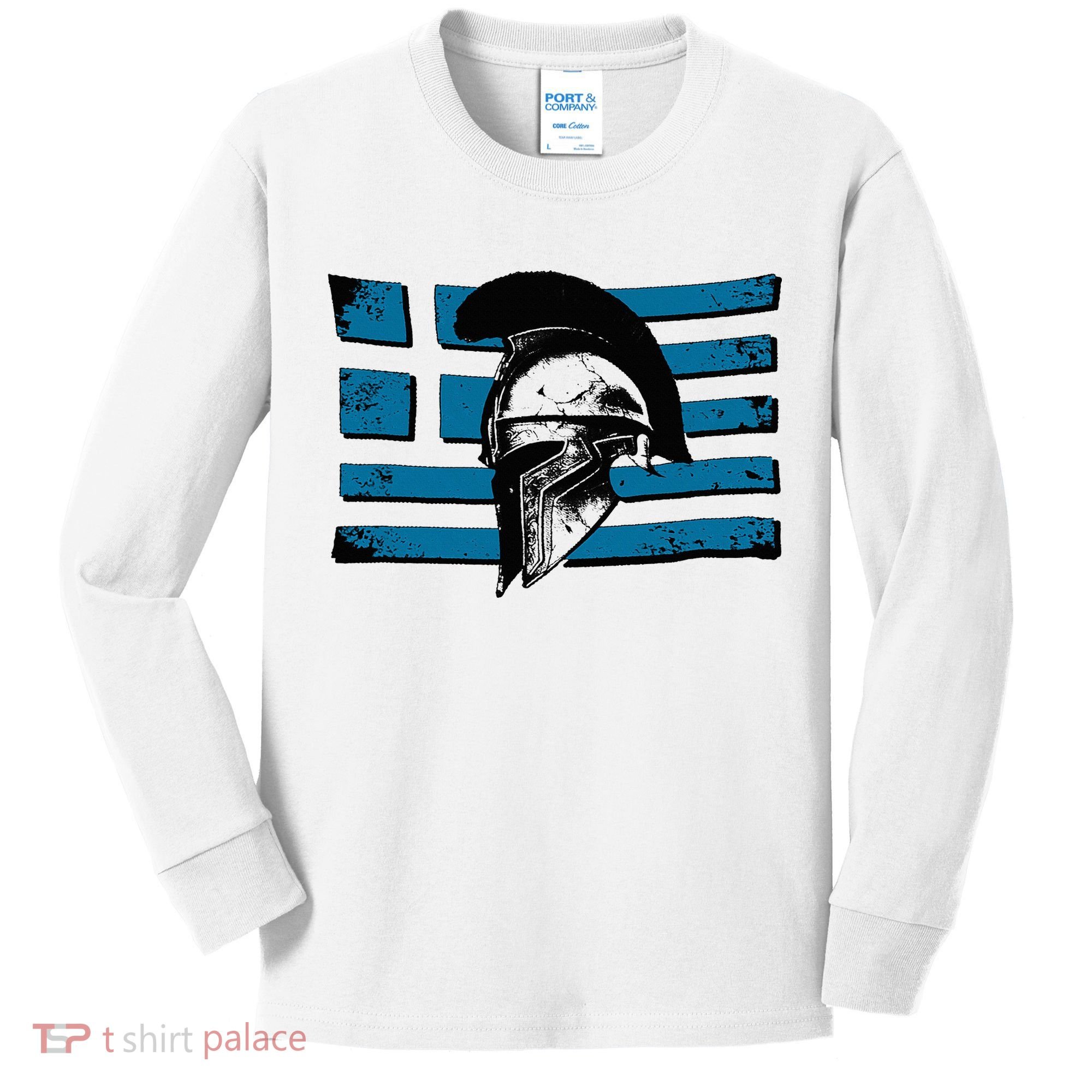 Greek Warrior Battle Flag Greece Historic Battle Flag Kids Long Sleeve Shirt