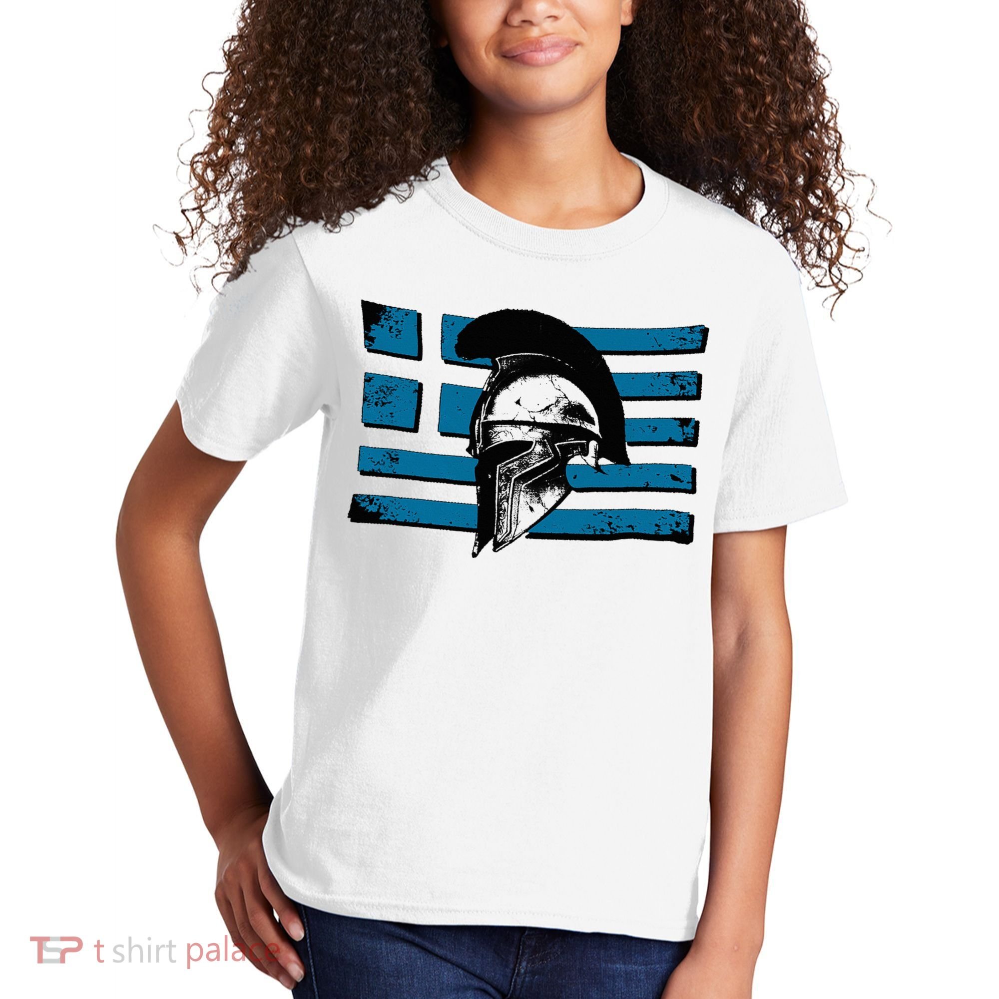 Greek Warrior Battle Flag Greece Historic Battle Flag Kids T-Shirt